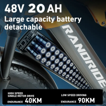RANDRIDE YX80-2 2000W (2x1000W) 20Ah dviejų variklių elektrinis dviratis