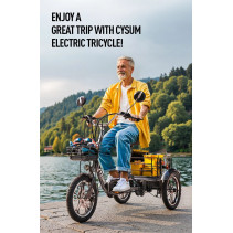 Cysum T1 Pro 350W 22Ah elektrinis triratis su galine krovinių dėže