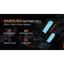 COSWHEEL GT20 MAX 2000W Samsung 60V 40Ah galingas elektrinis dviratis