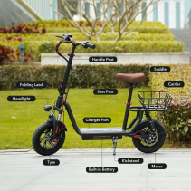 iScooter i12 500W elektrinis paspirtukas su sėdyne – 35 km nuotolis