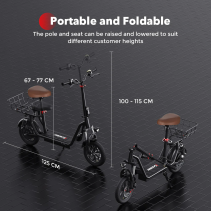 iScooter i12 500W elektrinis paspirtukas su sėdyne – 35 km nuotolis