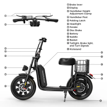 iScooter F7 1000W elektrinis paspirtukas su sėdyne - 45 km/h
