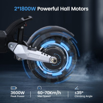 ANGWATT X1 2.0 Elektrinis Paspirtukas 3600W 60V - 70km/h