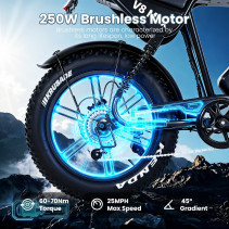Aairsk V8 Max elektrinis dviratis 750W 48V 15Ah 20" Fat Tire