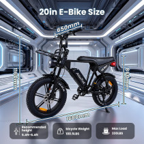 Aairsk V8 Max elektrinis dviratis 750W 48V 15Ah 20" Fat Tire