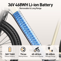 Aairsk SU7 Elektrinis Dviratis 400W 36V 13Ah Miesto E-Bike su Shimano 7