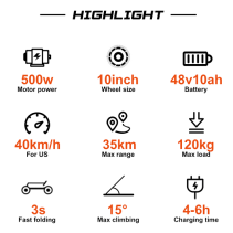 KEPOW E12 500W 48V 10Ah Elektrinis Paspirtukas – 40km/h