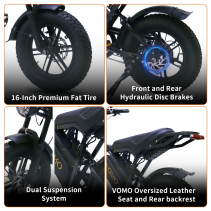 VOMO X80 Mini 250W elektrinis dviratis vaikams 16” fat tire