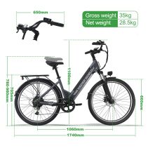 AVDLBIKE A32 elektrinis miesto dviratis 26” | 48V baterija